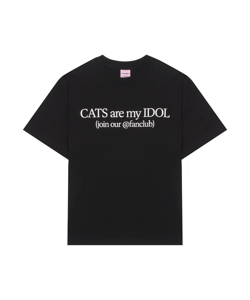 [IBB23UT08BK] CATS ARE MY IDOL - BLACK,고양이,고양이 반팔, 고양이 후드,잇자바이브